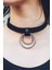 Kadın Ince Şerit Halka Detaylı Ayarlı Şık Deri Choker Boyun Aksesuar Siyah 1