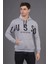 Gri Kapüşonlu Baskılı Sweat 2