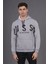 Gri Kapüşonlu Baskılı Sweat 1
