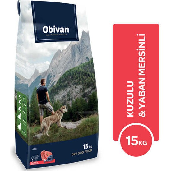 Obivan Kuzu Etli ve Yaban Mersinli Köpek Maması 15 kg Yetişkin Köpekler İçin Özel Formül