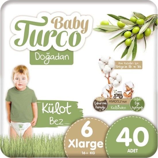 Baby Turco Doğadan Külot Bez 6 Numara Xlarge 40 Adet