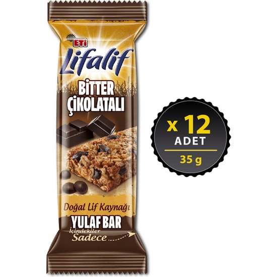 Eti Lifalif Bitter Çikolatalı Yulaf Bar 35 g x 12 Adet