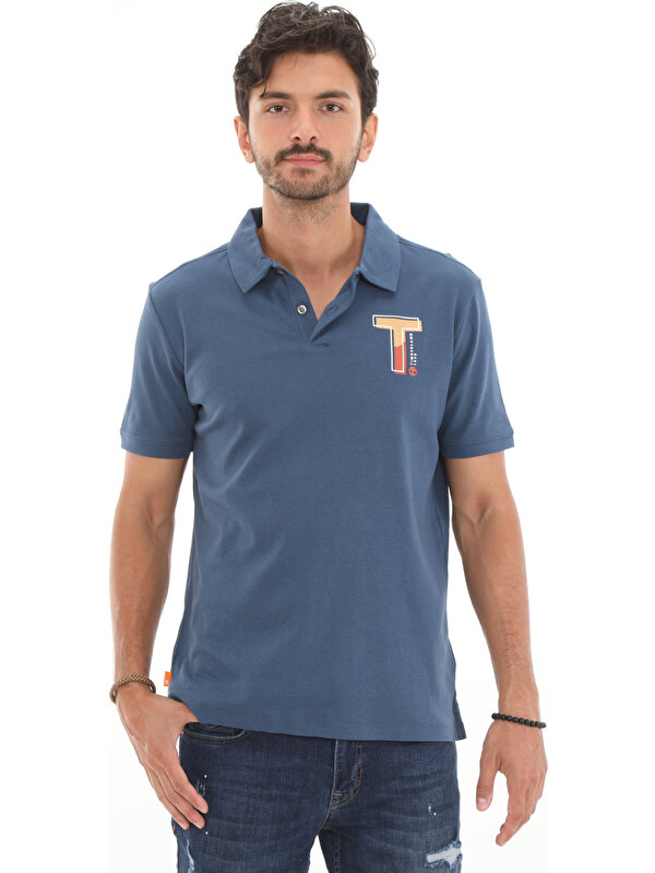 Timberland TB0A26Q92881 Timberlandss Fabric Polo Erkek T-Shirt Indigo