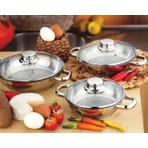 Gülsan 6 Parça Cam Kapaklı Paslanmaz Çelik Omlet Tencere Seti (16 cm, 18 cm, 20 cm)