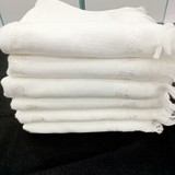 AYHOME Kanaviçe Işleme Kadife Soft Beyaz Havlu Seti 6 Adet 50 x 90 cm