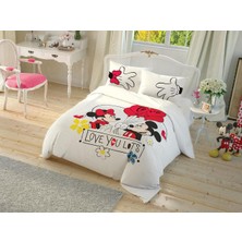 Angel Of Life Taç Lisanslı Minnie Mickey Çek Canlandır Çift Kişilik Nevresim Takımı