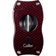 Colibri V-Cut Karbon Desenli Kırmızı Puro Kesici