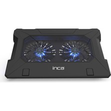 Inca INC-321 RX Ergonomik Çift Fan+ Stand+ With Rubber Sessiz Siyah  Notebook Soğutucu