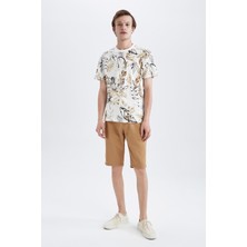 DeFacto Regular Fit Beli Bağcıklı Bermuda Şort R2057AZ22SM