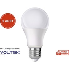 Voltek  LED Ampul E27 9W Beyaz ( 2 Adet )
