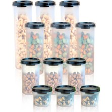 Tupperware Oval Yuvarlak Siyah 12 Li  Set Esc