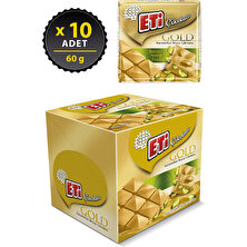 Eti Gold Antep Fıstıklı Karamelize Beyaz Çikolata 60 g x 10 Adet