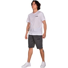 Diadora Mesa - Pamuklu Antrasit Spor Şort - Dıadoramesa