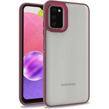 Kzy Samsung Galaxy A03S Kapak Metal Kamera Korumalı Arkası Şeffaf Silikon Kılıf - Kırmızı