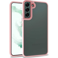 Kzy Samsung Galaxy S22 Kapak Metal Kamera Korumalı Arkası Şeffaf Silikon Kılıf - Rose Gold