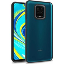 Caseart Xiaomi Redmi Note 9 Pro Kapak Metal Kamera Korumalı Arkası Şeffaf Silikon Kılıf - Siyah