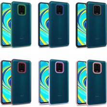 Case World Caseworld Xiaomi Redmi Note 9 Pro Kapak Metal Kamera Korumalı Arkası Şeffaf Silikon Kılıf - Lila