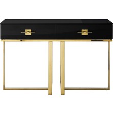 Hitit Dekorasyon Rihanna Gold Metal Siyah Dresuar