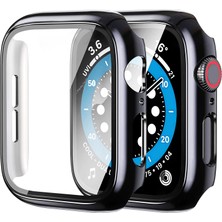 Apple Watch Series 7 45MM Kılıf Ekran ve Kasa Koruyucu 360 Tam Koruma Premium Kapak Sert Pc Metalik