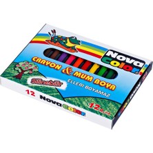 Nova Color Mum Boya 12 Renk Karton Kutu 12 Renk Crayon 1 Adet Novacolor Altıgen Mum Boya 12 Renk