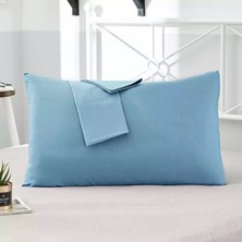 MODELHOME Mavi Renkli Pamuklu Kumaştan Kapaklı Yastık Kılıfı (2 Adet) 50 x 70 cm