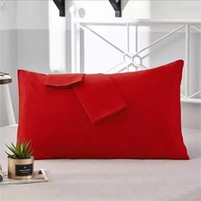 MODELHOME Bordo Renkli Pamuklu Kumaştan Kapaklı Yastık Kılıfı (2 Adet) 50 x 70 cm