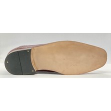 Adnan Shoes Erkek Hakiki Deri Bordo Bağlı Dikişli Kösele El Yapımı Ayakkabı
