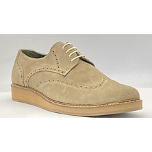 Adnan Shoes Erkek Hakiki Nubuk Deri Kum Rengi Bağlı Eva Tabanlı Oxford  Ayakkabı