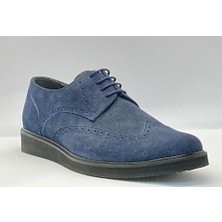 Adnan Shoes Erkek Hakiki Nubuk Deri Lacivert Bağlı Eva Tabanlı Oxford Ayakkabı
