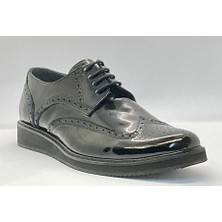 Adnan Shoes Erkek Hakiki Deri Siyah Rugan Bağlı Eva Tabanlı Oxford Ayakkabı