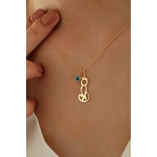 Milet Kuyumculuk 14 Ayar Altın Forze Zincir Kedi Göz Kolye