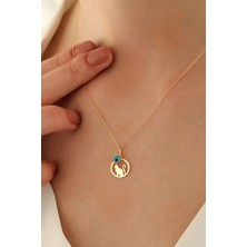 Milet Kuyumculuk 14 Ayar Altın Forze Zincir Kedi Göz Kolye