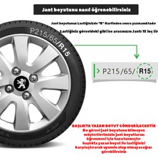 Whigor Peugeot 301 15 Inç Uyumlu Jant Kapağı Amblemli Gri 4'lü Takım 127