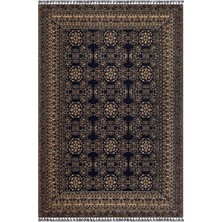 Sultan Halı Siyah Renkli Afgan Tarzı Altı Kaymaz Yıkanabilir Şönil Kilim