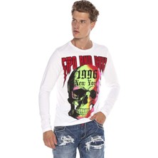 Cipo & Baxx CL406 Renkli Kurukafalı Siyah Beyaz Sweatshirt