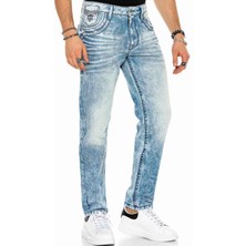 Cipo & Baxx CD616 Cepdetaylı Buz Mavisi Rahat Kesim Kot Pantolon