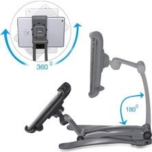 Buffer Buffer® 360 Derece Dönebilen Mutfak Masaüstü Telefon Tablet Tutucu Ayarlanabilir Esnek Ayaklı Metal Gövdeli