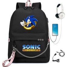 Fıy Sonic USB Şarjlı Sırt Günlük Zincir Sırt Naylon Baskılı Okul Çantası (Yurt Dışından)