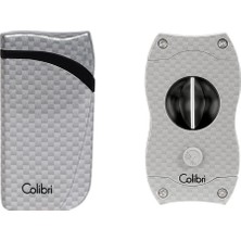 Colibri Gümüş Karbon Desenli Çakmak Kesici Set