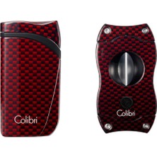 Colibri Kırmızı Karbon Desenli Çakmak Kesici Set