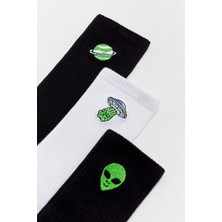Carnaval Socks 3'lü Uzay Nakış Desenli Renkli Spor Çorap