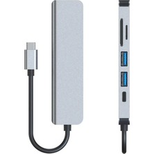 Daytona Ch-13/c Macbook Uyumlu 6ın1 Type-C To 2* USB 3.0 Sd Tf 4K Hd 1080P HDMI Pd Kart Okuyucu Çevirici Adaptör