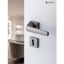 System Concordıa Mat Füme Yale Dışkapı Rozetli Kapı Kolu