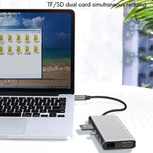 Daytona Cf-31 Macbook Uyumlu 11IN1 Type-C™ Usb-C To 4* USB 3.0 4K 1080P Hd HDMI VGA 1000 Mbps RJ45 Pd Aux Ses Sd Tf Kart Çevirici Adaptör