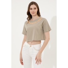 U.S. Polo Assn. Kadın Haki T-Shirt 50248144-VR027