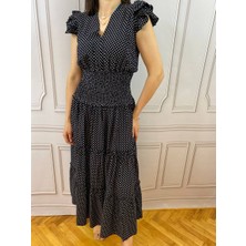 Ojyo Butik Puantiye Desenli Maxi Elbise