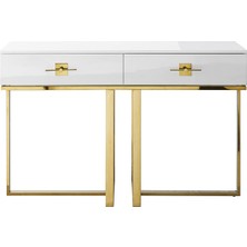 Hitit Dekorasyon Rihanna Gold Metal Beyaz Dresuar