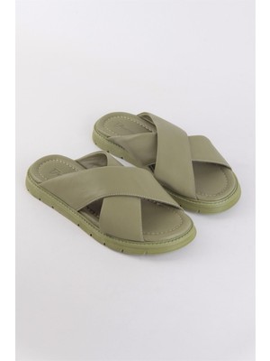 Nilufarr Denisa Avakado Hakiki Deri Kadın Terlik