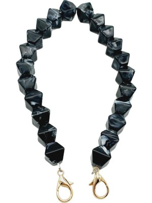 Angel Çanta Aksesuar Akrilik Sekizgen Boncuklu Siyah Renk 50 cm Çanta Sapı