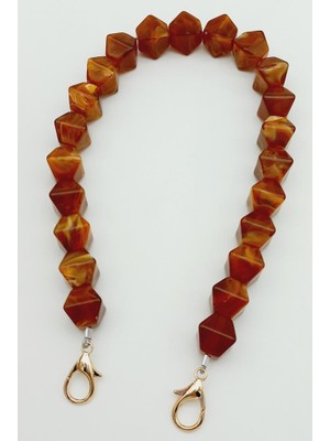 Angel Çanta Aksesuar Akrilik Sekizgen Boncuklu Kehribar Renk 50 cm Çanta Sapı